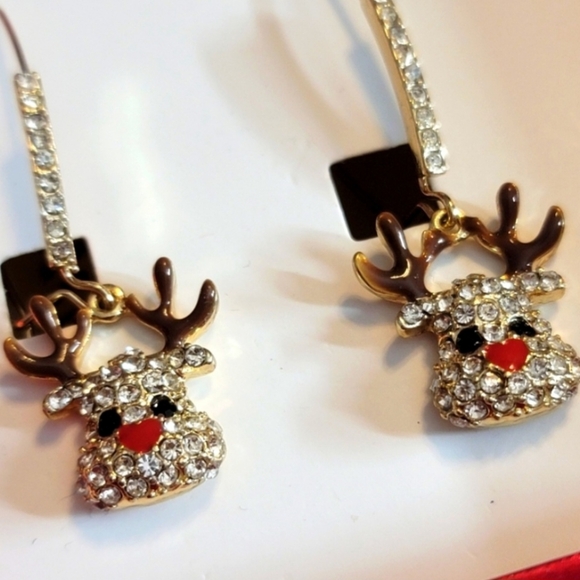 Betsey Johnson Reindeer Christmas Holiday earrings - Picture 8 of 8